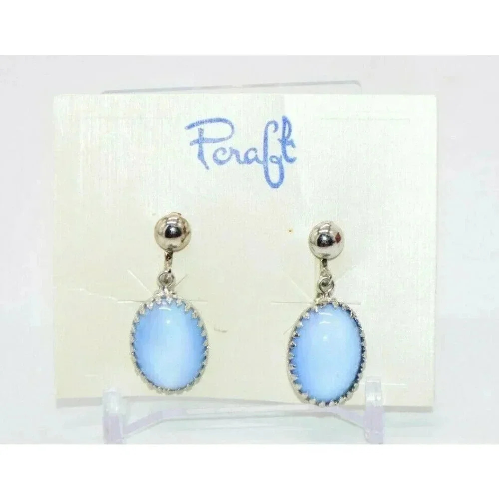 Pcraft Blue Moonglow Acrylic Cabochon Silver Tone